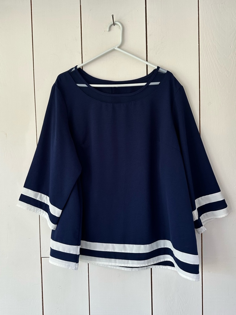 SHEIN Striped Sailor Top Sz 3XL Navy White Nautical Coastal Preppy